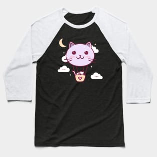 Cat Balloon Kawaii Illustration Baseball T-Shirt